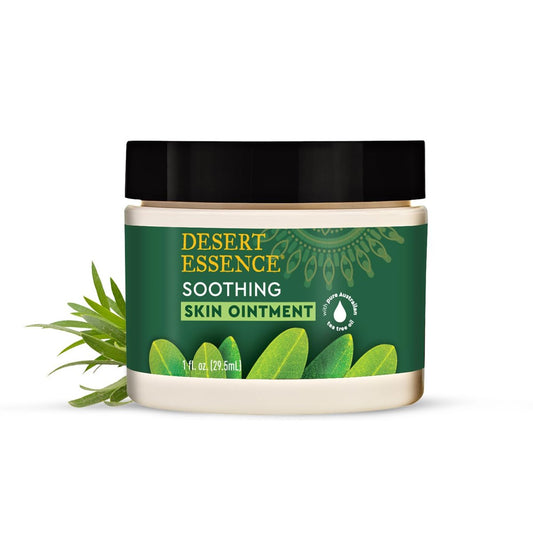 Desert Essence Teebaumöl Hautsalbe – Linderung bei Juckreiz, Rasurbrand & Hautausschlag – mit Lavendel & Jojoba – Glutenfrei & Tierversuchsfrei – 28 g