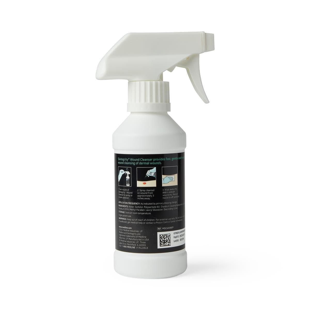 Medline Skintegrity Wundreiniger, 240 ml Sprühflasche – zur Wundreinigung, Entfernung von Proteinen, bei Druckverletzungen und infizierten Wunden, einstellbarer Sprühstrahl von Nebel bis Strahl
