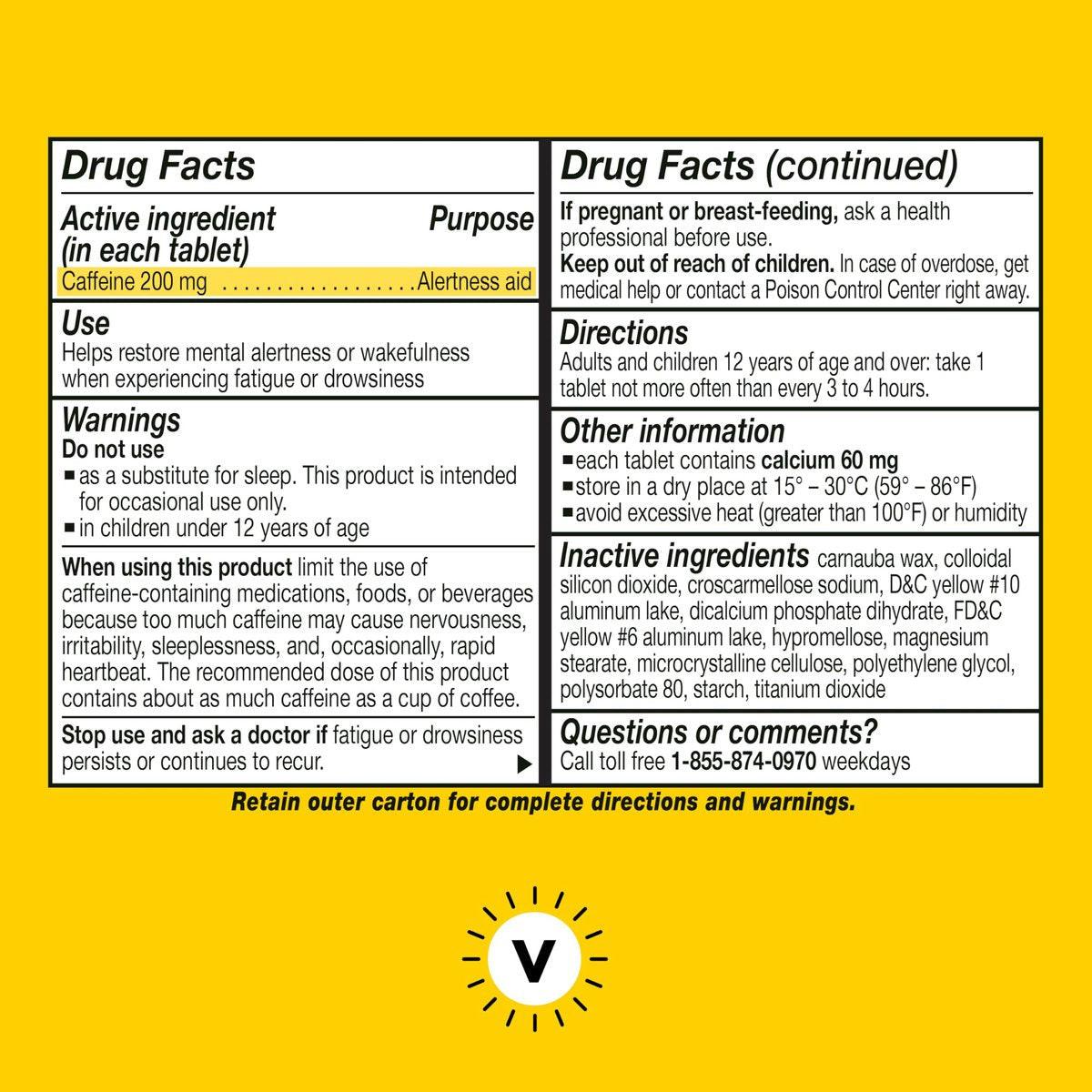 Vivarin Koffeintabletten, 200 mg Koffein pro Dosis, hilft sicher und effektiv wach zu bleiben, ohne Zucker, Kalorien oder versteckte Inhaltsstoffe, Energieergänzung, 40 Tabletten