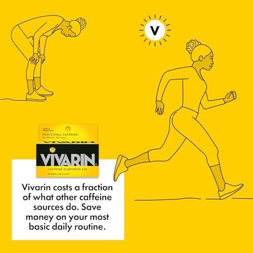 Vivarin Koffeintabletten, 200 mg Koffein pro Dosis, hilft sicher und effektiv wach zu bleiben, ohne Zucker, Kalorien oder versteckte Inhaltsstoffe, Energieergänzung, 40 Tabletten