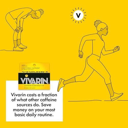 Vivarin Koffeintabletten, 200 mg Koffein pro Dosis, hilft sicher und effektiv wach zu bleiben, ohne Zucker, Kalorien oder versteckte Inhaltsstoffe, Energieergänzung, 40 Tabletten