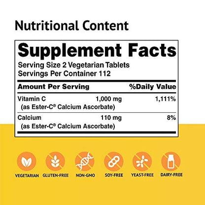 Ester-Vitamin C 500 mg – 225 vegane Tabletten (1 Packung)