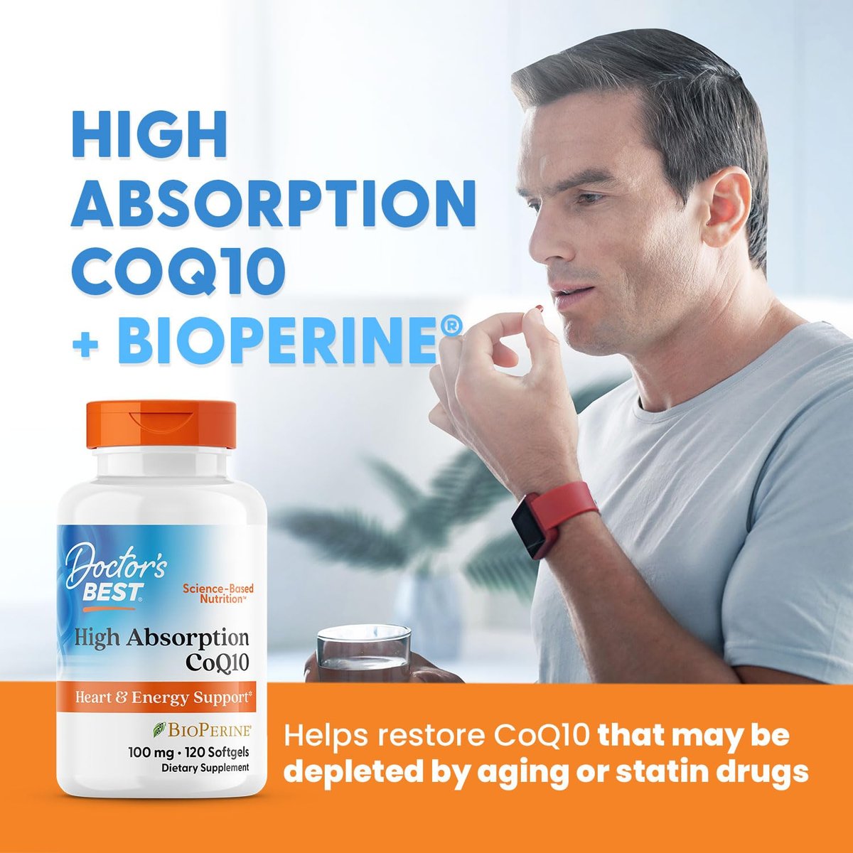 Doctor's Best Hochdosiertes CoQ10 mit BioPerine – 120 Softgel-Kapseln, 100 mg, für Herzgesundheit & Antioxidantien-Unterstützung, natürlich fermentiert, Non-GMO