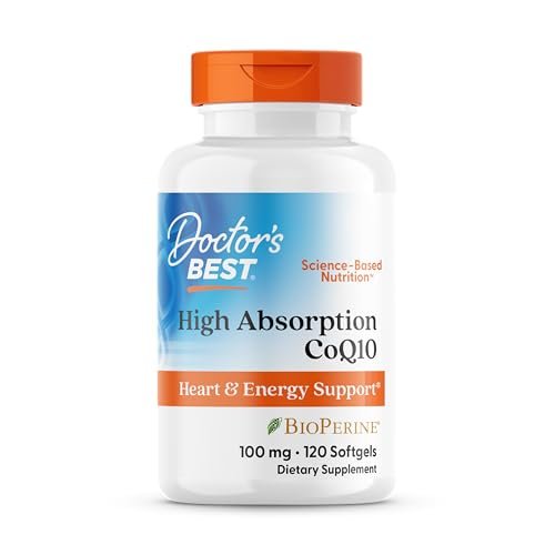 Doctor's Best Hochdosiertes CoQ10 mit BioPerine – 120 Softgel-Kapseln, 100 mg, für Herzgesundheit & Antioxidantien-Unterstützung, natürlich fermentiert, Non-GMO