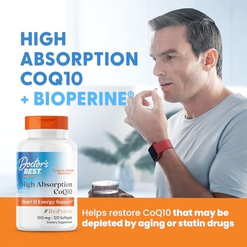 Doctor's Best Hochdosiertes CoQ10 mit BioPerine – 120 Softgel-Kapseln, 100 mg, für Herzgesundheit & Antioxidantien-Unterstützung, natürlich fermentiert, Non-GMO