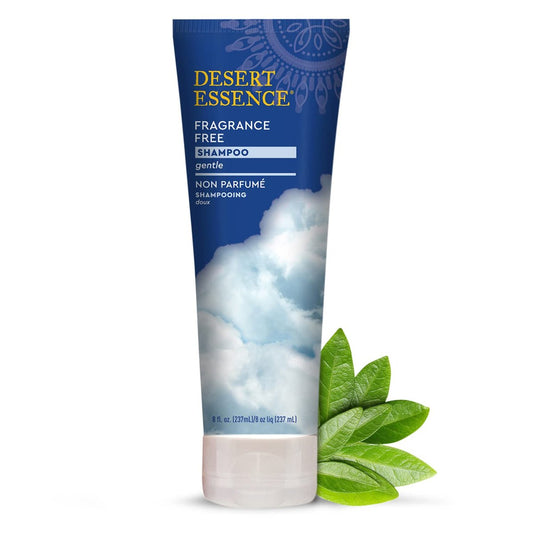 Desert Essence Duftfreies Shampoo – 236 ml – Ungeruchsneutraler, sanfter Reiniger mit Jojobaöl, Grüntee & Beinwell – Pflegt und stärkt das Haar, verleiht Glanz – Für empfindliche Kopfhaut