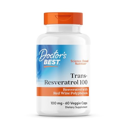 Doctor's Best Trans-Resveratrol 100 mg – Hochdosiertes Antioxidans aus japanischem Staudenknöterich, vegan, 60 Kapseln