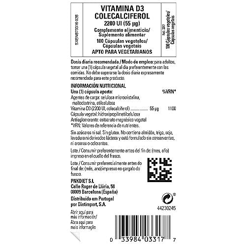 Solgar Vitamin D3 (Cholecalciferol) 55 mcg (2200 IE) – 100 vegane Kapseln für starke Knochen & Zähne & Immunsystem – Non-GMO, glutenfrei, laktosefrei, koscher