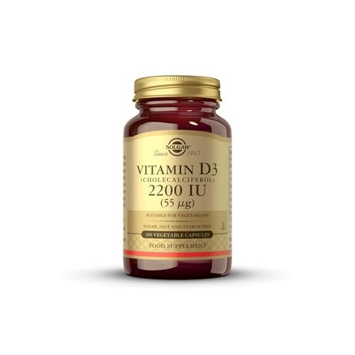 Solgar Vitamin D3 (Cholecalciferol) 55 mcg (2200 IE) – 100 vegane Kapseln für starke Knochen & Zähne & Immunsystem – Non-GMO, glutenfrei, laktosefrei, koscher