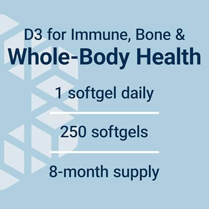 Life Extension Vitamin D3 25 mcg (1000 IE) – 250 Kapseln, Immunsystem-Unterstützung, Knochengesundheit, Ganzkörper-Gesundheit, Glutenfrei, Nicht-GVO