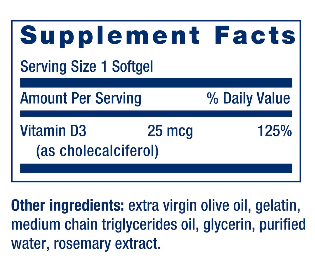 Life Extension Vitamin D3 25 mcg (1000 IE) – 250 Kapseln, Immunsystem-Unterstützung, Knochengesundheit, Ganzkörper-Gesundheit, Glutenfrei, Nicht-GVO
