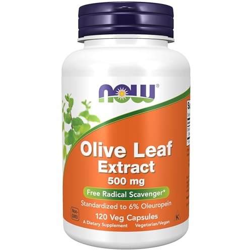 NOW Foods Nahrungsergänzungsmittel, Olivenblattextrakt 500 mg, Radikalfänger*, 120 vegane Kapseln