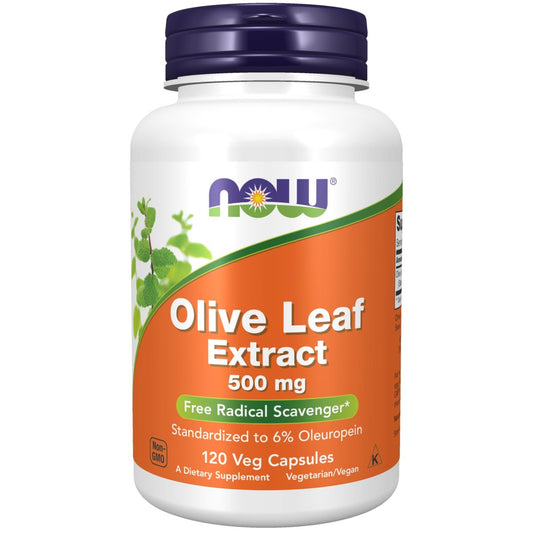 NOW Foods Nahrungsergänzungsmittel, Olivenblattextrakt 500 mg, Radikalfänger*, 120 vegane Kapseln