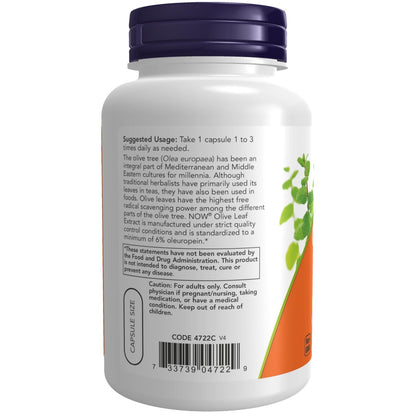 NOW Foods Nahrungsergänzungsmittel, Olivenblattextrakt 500 mg, Radikalfänger*, 120 vegane Kapseln