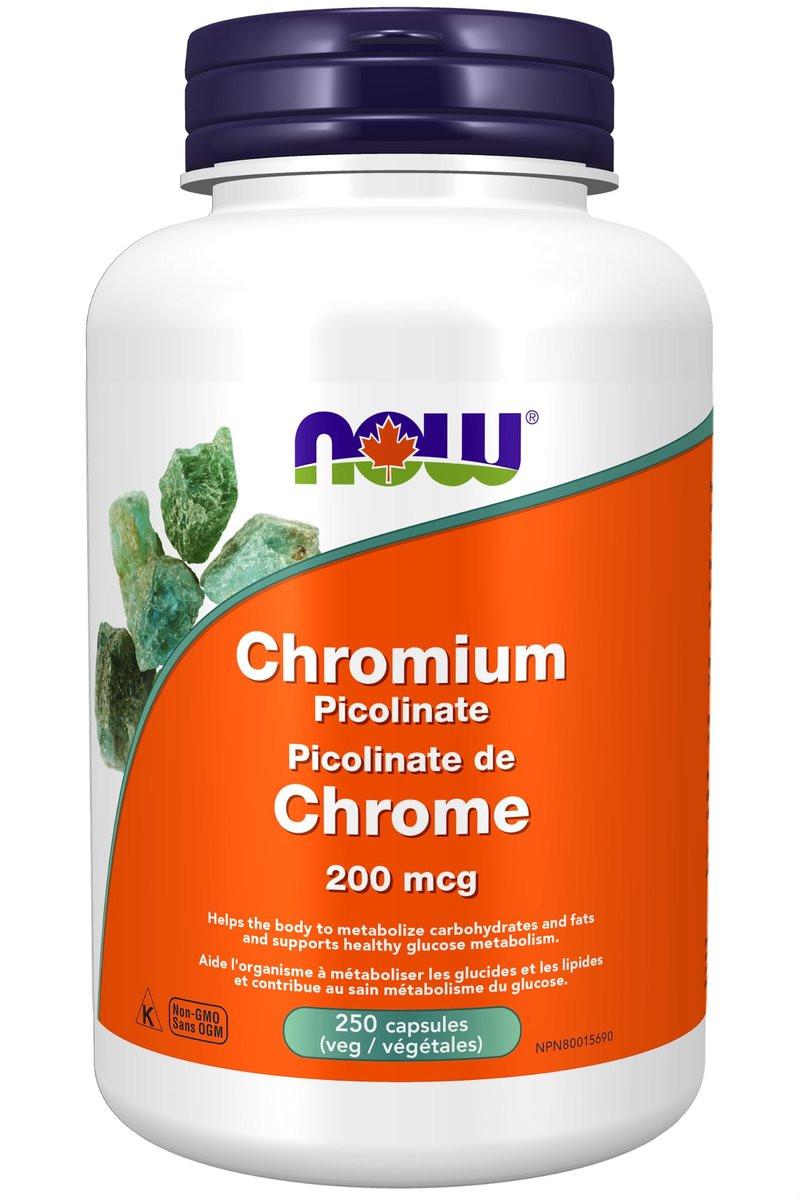 NOW Foods Chrompicolinat 200 mcg – 250 vegane Kapseln, Insulin-Co-Faktor