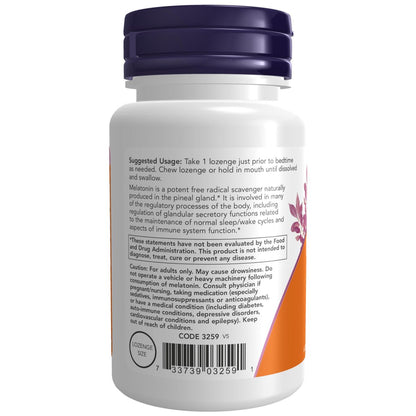 NOW Foods Melatonin 3 mg, 180 Kautabletten – Unterstützt den natürlichen Schlafzyklus*