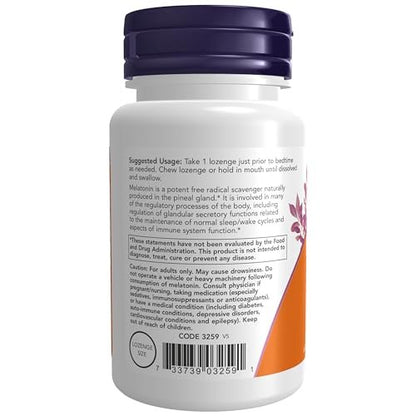 NOW Foods Melatonin 3 mg, 180 Kautabletten – Unterstützt den natürlichen Schlafzyklus*