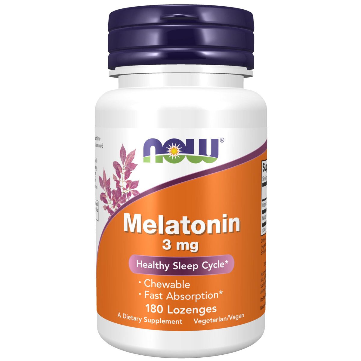 NOW Foods Melatonin 3 mg, 180 Kautabletten – Unterstützt den natürlichen Schlafzyklus*