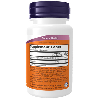 NOW Foods Melatonin 3 mg, 180 Kautabletten – Unterstützt den natürlichen Schlafzyklus*