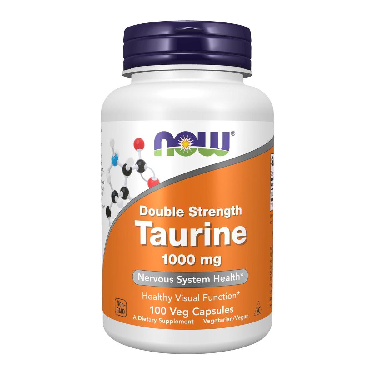 NOW Foods Taurin 1.000 mg, Doppelte Stärke, für die Gesundheit des Nervensystems*, 100 vegane Kapseln