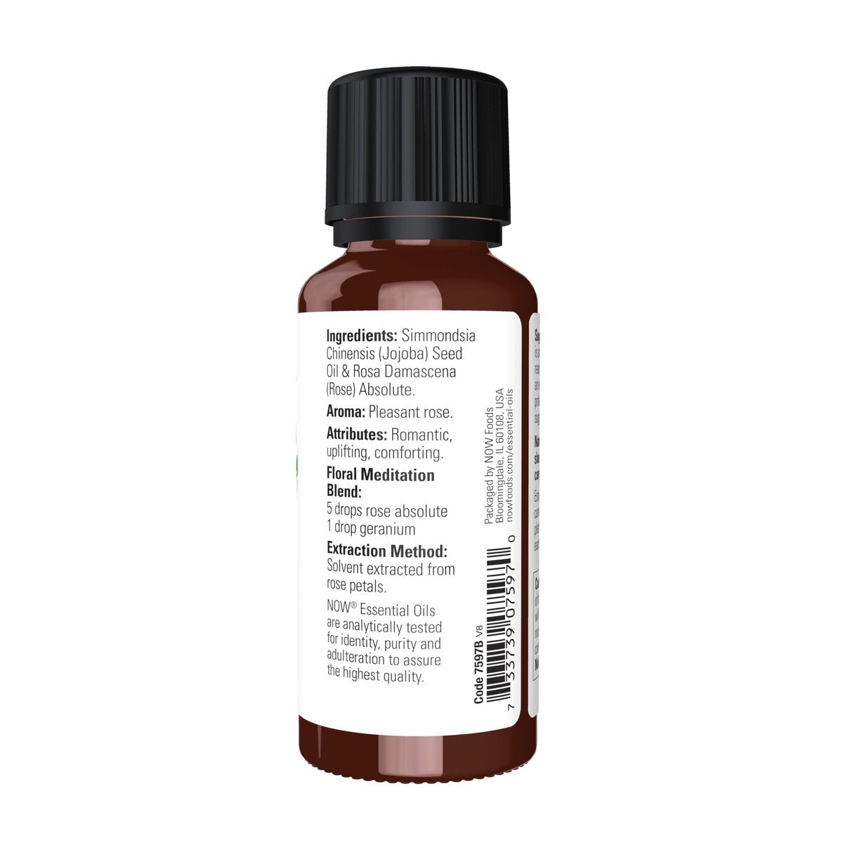 NOW Foods Bio-Öl, Rose Absolut, 5% Mischung aus reinem Rosen-Absolut-Öl in reinem Jojobaöl, romantischer Aromatherapie-Duft, vegan, kindersicherer Verschluss, 30 ml