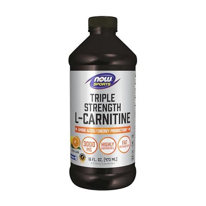 NOW Sports L-Carnitin Flüssig, Triple Strength 3000 mg, Zitrusgeschmack, 473 ml
