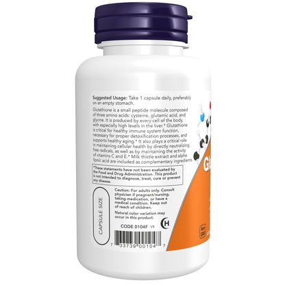 NOW Foods Glutathion 500 mg mit Mariendistel-Extrakt & Alpha-Liponsäure, 60 vegane Kapseln