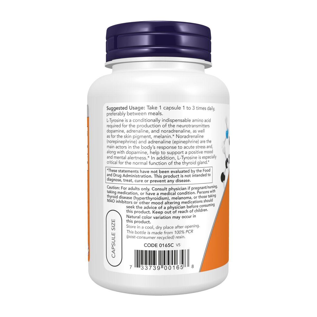 NOW Foods L-Tyrosin 750 mg – Fördert geistige Wachheit und Neurotransmitter-Unterstützung, 90 vegane Kapseln