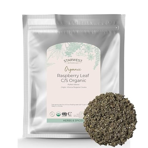 Starwest Botanicals Bio Himbeerblätter - Kräutertee, lose Blätter, koffeinfrei, getrocknet, geschnitten & gesiebt, koscher, nicht gentechnisch verändert - 1 Pfund Beutel