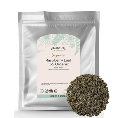 Starwest Botanicals Bio Himbeerblätter - Kräutertee, lose Blätter, koffeinfrei, getrocknet, geschnitten & gesiebt, koscher, nicht gentechnisch verändert - 1 Pfund Beutel