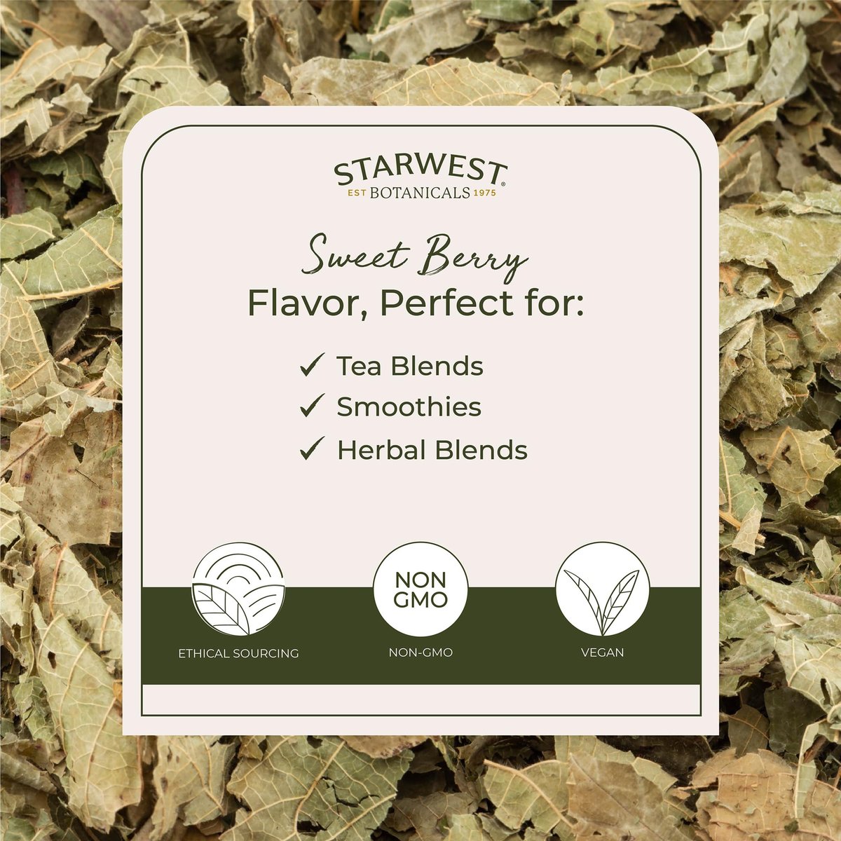 Starwest Botanicals Bio Himbeerblätter - Kräutertee, lose Blätter, koffeinfrei, getrocknet, geschnitten & gesiebt, koscher, nicht gentechnisch verändert - 1 Pfund Beutel