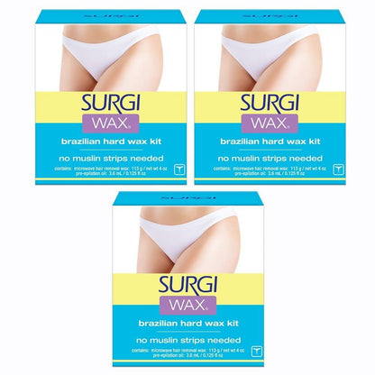 Surgiwax Brasilianisches Hartwachs-Waxing-Set für Intimbereich, 4 Unzen Boxen (3er-Pack)