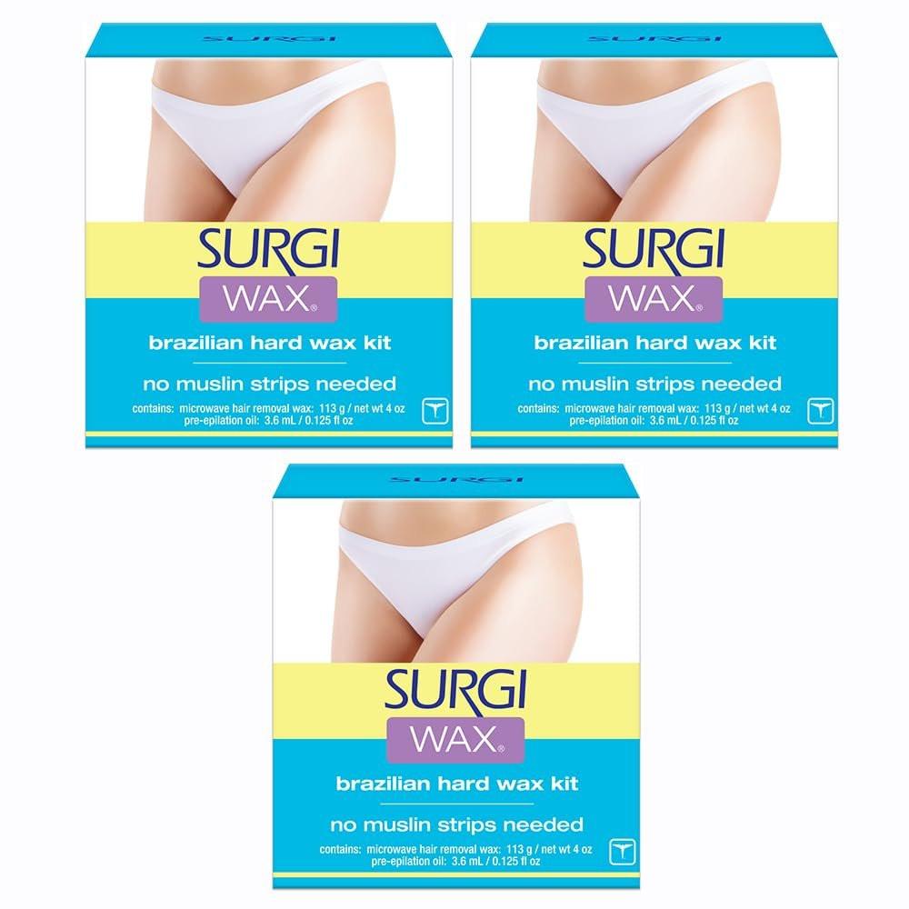 Surgiwax Brasilianisches Hartwachs-Waxing-Set für Intimbereich, 4 Unzen Boxen (3er-Pack)
