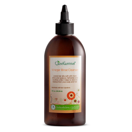 Just Nutritive Apfelessig-Spülung für graues Haar – Entfernt Kalkablagerungen, Gelbstich & Vergilbung, klärende Kopfhaut-Detox, sulfatfrei, 237 ml
