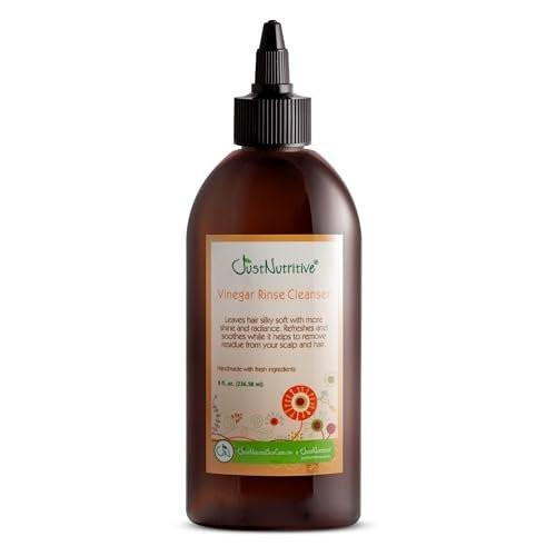 Just Nutritive Apfelessig-Spülung für graues Haar – Entfernt Kalkablagerungen, Gelbstich & Vergilbung, klärende Kopfhaut-Detox, sulfatfrei, 237 ml
