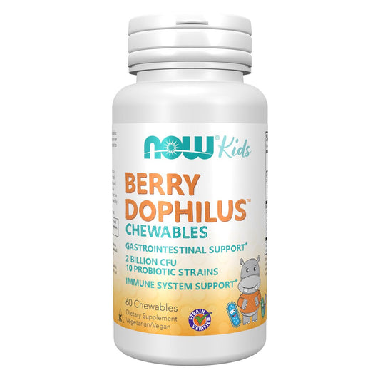 NOW Foods BerryDophilus™ – 60 Kautabletten mit 2 Milliarden probiotischen Kulturen, 10 Stämme, Xylit-gesüßt, stammspezifisch verifiziert