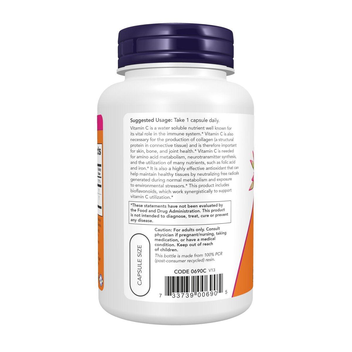 NOW Foods Vitamin C-1.000 mit 100 mg Bioflavonoiden, Antioxidantien-Schutz, 100 vegane Kapseln