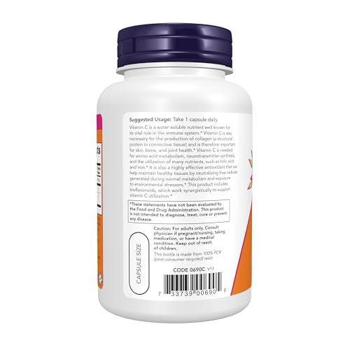 NOW Foods Vitamin C-1.000 mit 100 mg Bioflavonoiden, Antioxidantien-Schutz, 100 vegane Kapseln