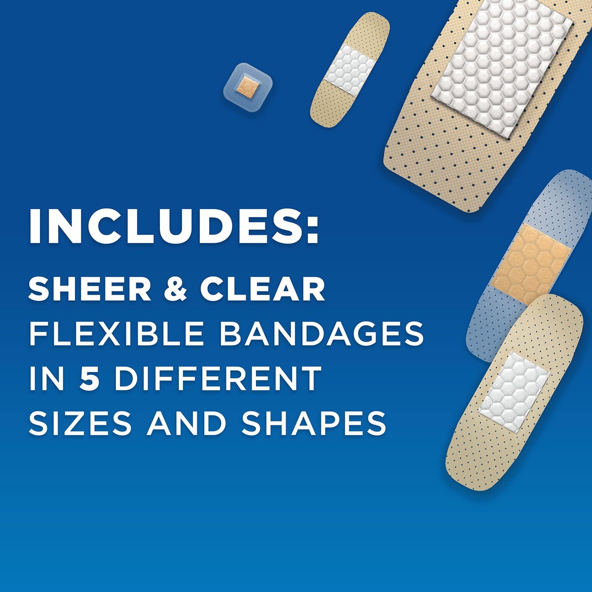 BAND-AID Marken-Pflaster Familien-Vielpack, transparent & klar, flexible sterile Einzelverpackte Streifen & Spots, Erste-Hilfe-Wundversorgung für kleine Schnitte, Schrammen, Verbrennungen, 5 Größen, 280 Stück