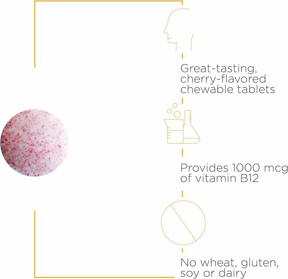 Integrative Therapeutics B12-Active – Kaubare Vitamin B12 Tabletten für die Nervenfunktion – Kirschgeschmack – 30 Tabletten – Laktose-, Soja- und Glutenfrei