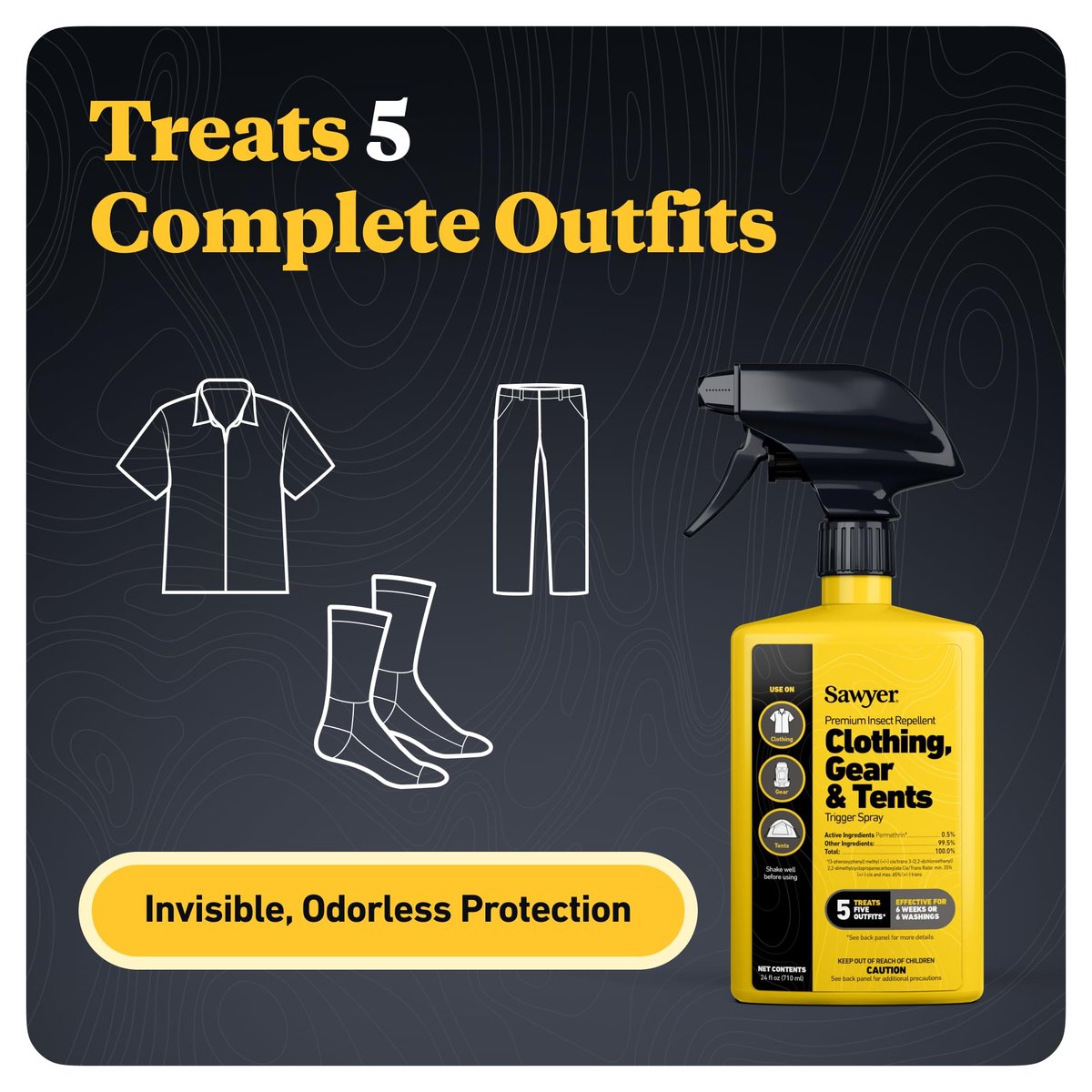 Sawyer SP657 Premium Permethrin Insektenschutzmittel für Kleidung, Ausrüstung & Zelte, Sprühflasche, 710 ml