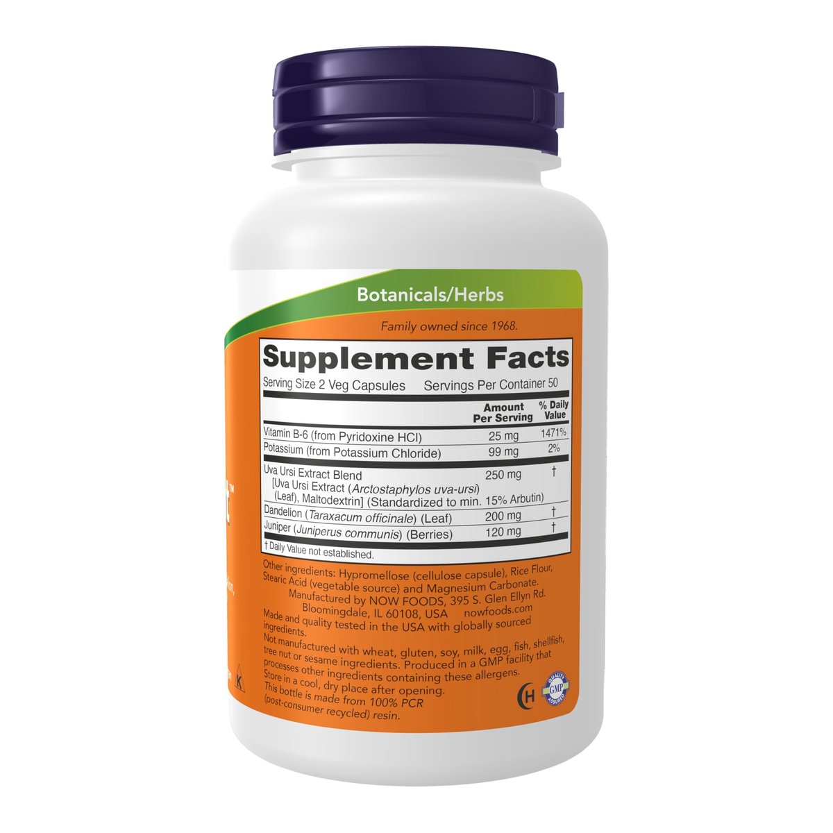 NOW Foods Nahrungsergänzungsmittel, Wasserausscheidung mit standardisierter Bärentraube, Löwenzahn, Kalium und Vitamin B-6, 100 vegane Kapseln