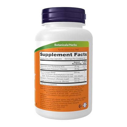NOW Foods Nahrungsergänzungsmittel, Wasserausscheidung mit standardisierter Bärentraube, Löwenzahn, Kalium und Vitamin B-6, 100 vegane Kapseln