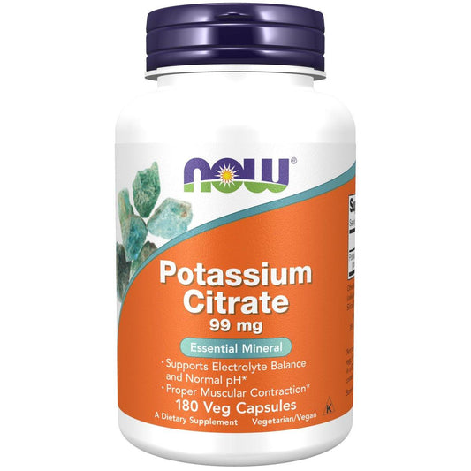 NOW Foods Kaliumcitrat 99 mg – Elektrolyt-Gleichgewicht & normaler pH-Wert, essentielles Mineral, 180 vegane Kapseln