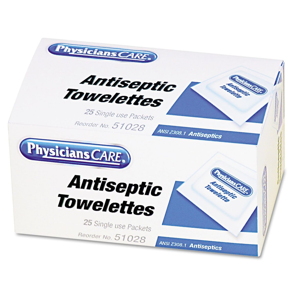 PhysiciansCare Antiseptische Feuchttücher für Erste Hilfe, Box mit 25 einzeln verpackten Tüchern