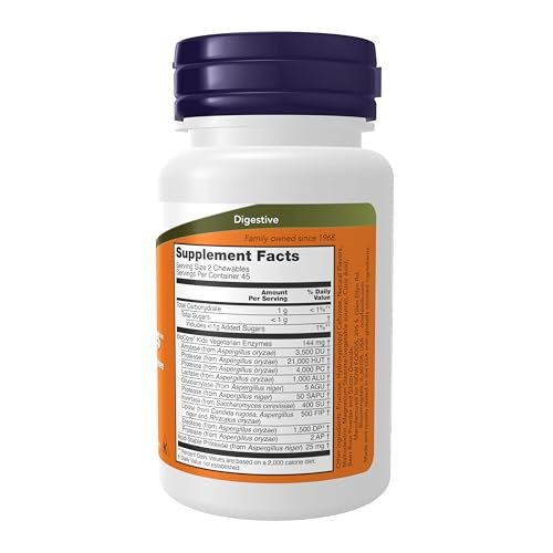 NOW Foods ChewyZymes – Breitspektrum-kaubare Enzyme mit Beerengeschmack, 90 Kautabletten