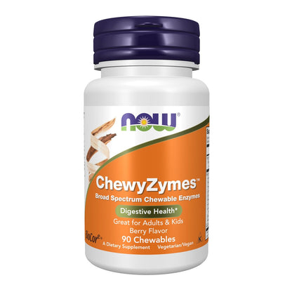NOW Foods ChewyZymes – Breitspektrum-kaubare Enzyme mit Beerengeschmack, 90 Kautabletten