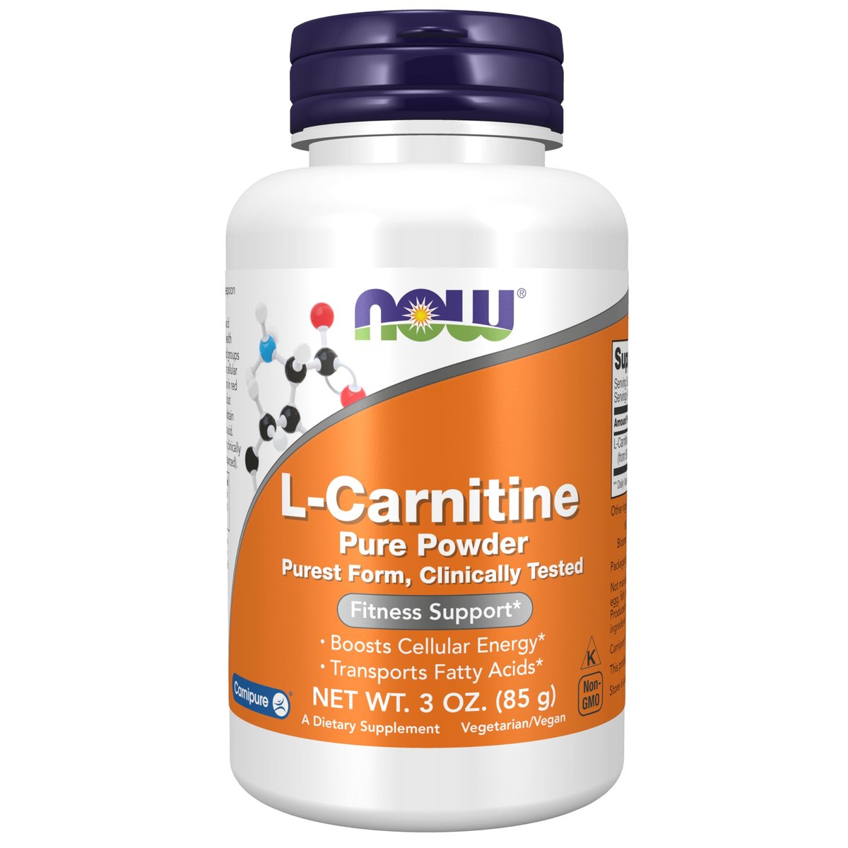 NOW Foods L-Carnitin (L-Carnitin Tartrat) reines Pulver, steigert die Zellenergie, Aminosäure, 85 g