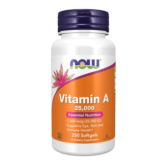 NOW Foods Vitamin A (Fischleberöl) 25.000 IE - 250 Weichkapseln, essentielle Nährstoffversorgung