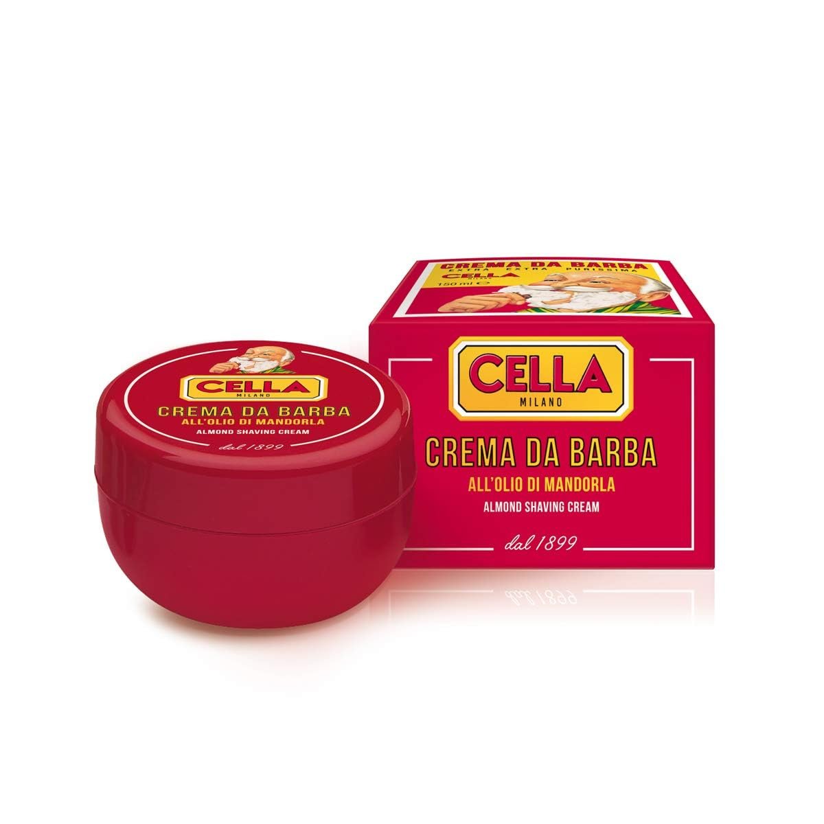 Cella Milano Klassische italienische Mandel-Rasiercreme – Premium-Talg-Rasiercreme/Seife für Männer – Reichhaltiger, feuchtigkeitsspendender Schaum – Seit 125 Jahren ein Favorit europäischer Barbershops (5,2 oz / 150 g)